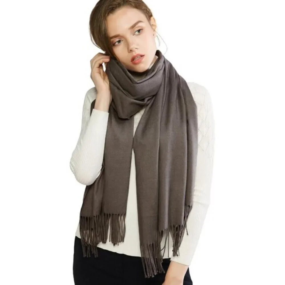 ⚡Women Gunmetal Pashmina Shawls Evening Dress Bridesmaid Winter Warm Long Scarf